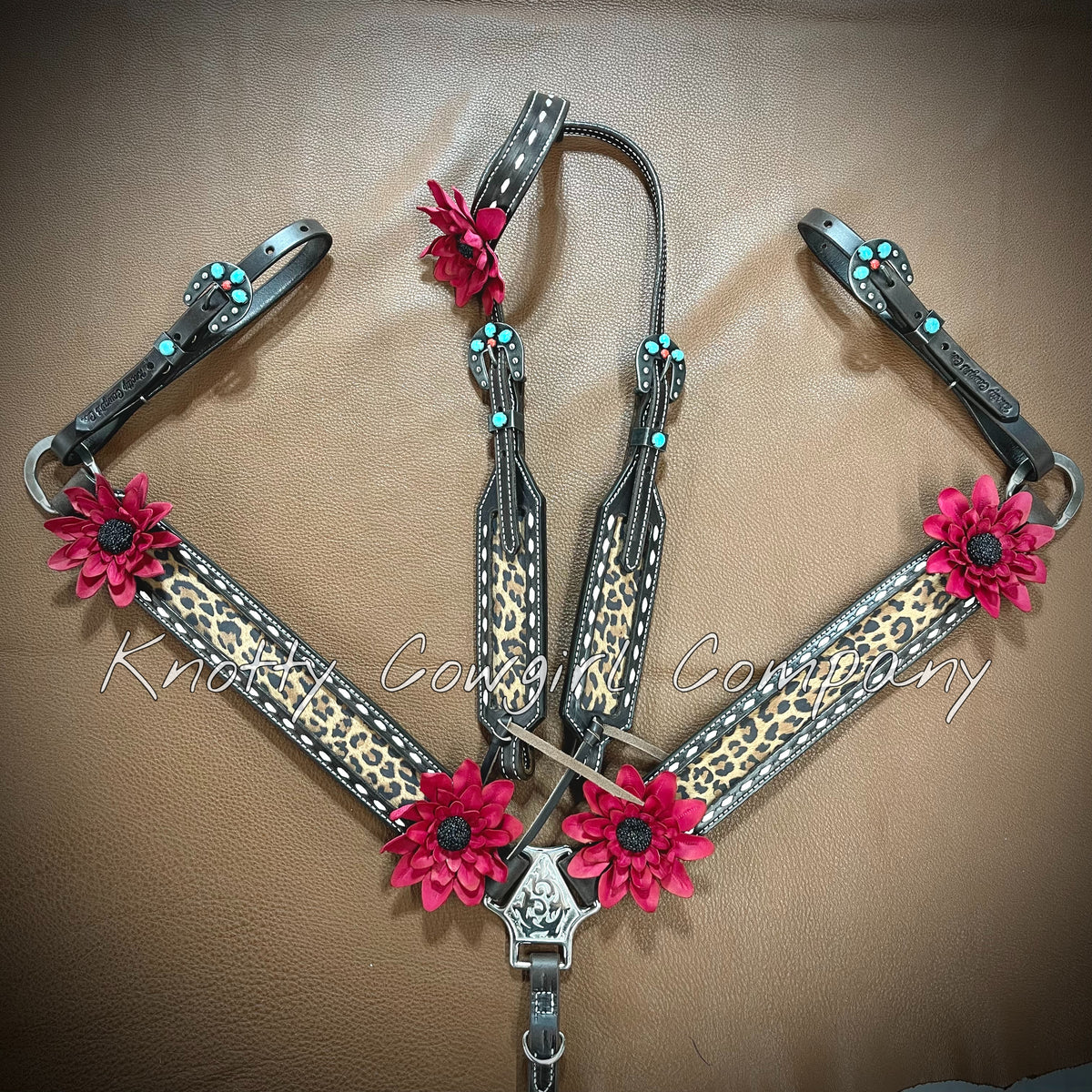 Pony Size Sunflower Print Headstall and Breast Collar Set